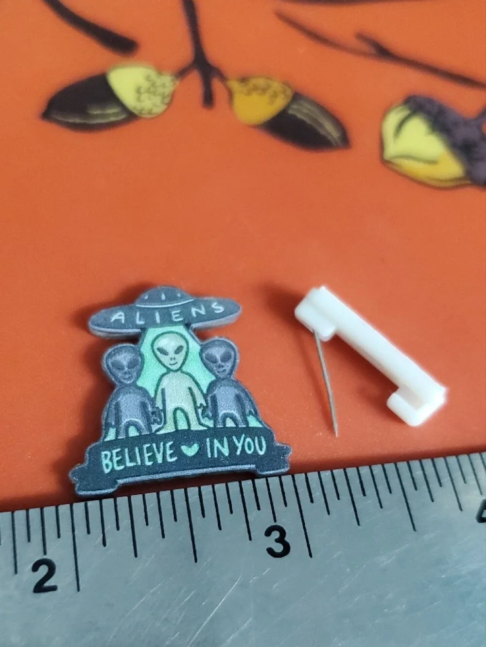 Aliens 'Believe in You' Acrylic Pin - Green + Black